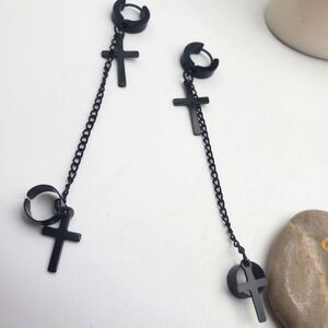 H&M Cathedral cross earrings drop dangle dark academia steampunk goth